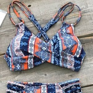 Boho Printed High Waisted Bikini Set